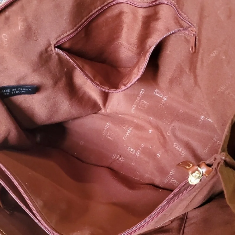 Gianni BERNINI Brown Large  leather Tote Bag Double Zipper
